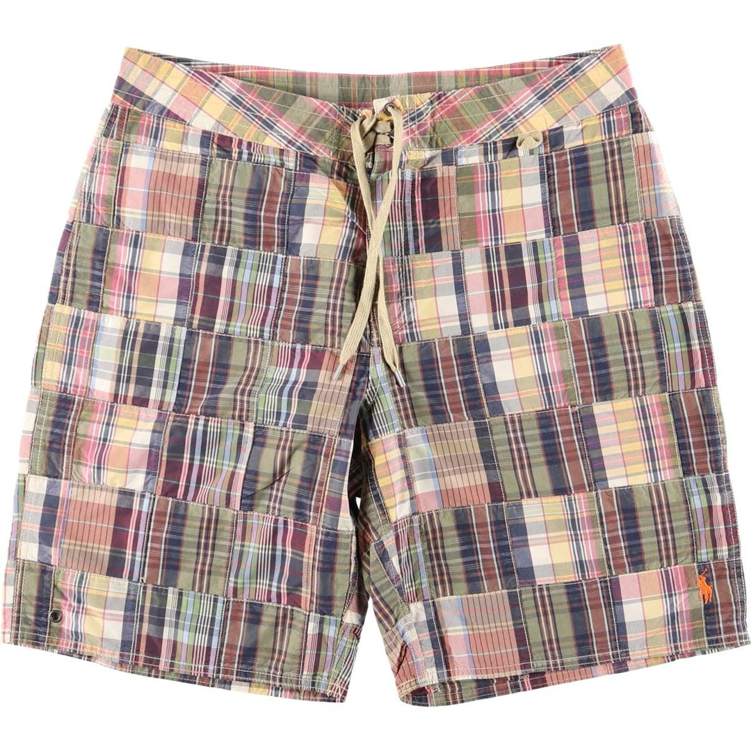 Ralph Lauren POLO by Ralph Lauren Check Pattern Patchwork Cargo Shorts (Men's W34 equivalent) cotton pink type Vintage Second Hand