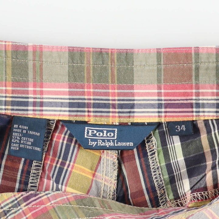 Ralph Lauren POLO by Ralph Lauren Check Pattern Patchwork Cargo Shorts (Men's W34 equivalent) cotton pink type Vintage Second Hand