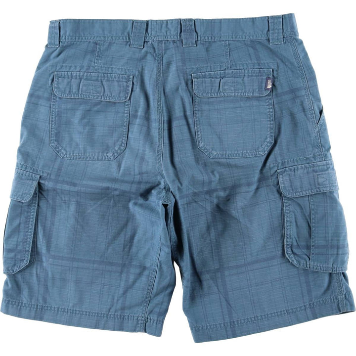 The North Face Check Pattern Cargo Shorts, Half Pants, Cargo Pockets, Men's W36 (approx.), Vintage cotton blue type Vintage Second Hand