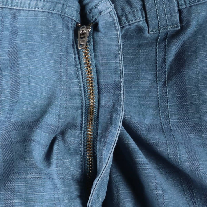 The North Face Check Pattern Cargo Shorts, Half Pants, Cargo Pockets, Men's W36 (approx.), Vintage cotton blue type Vintage Second Hand