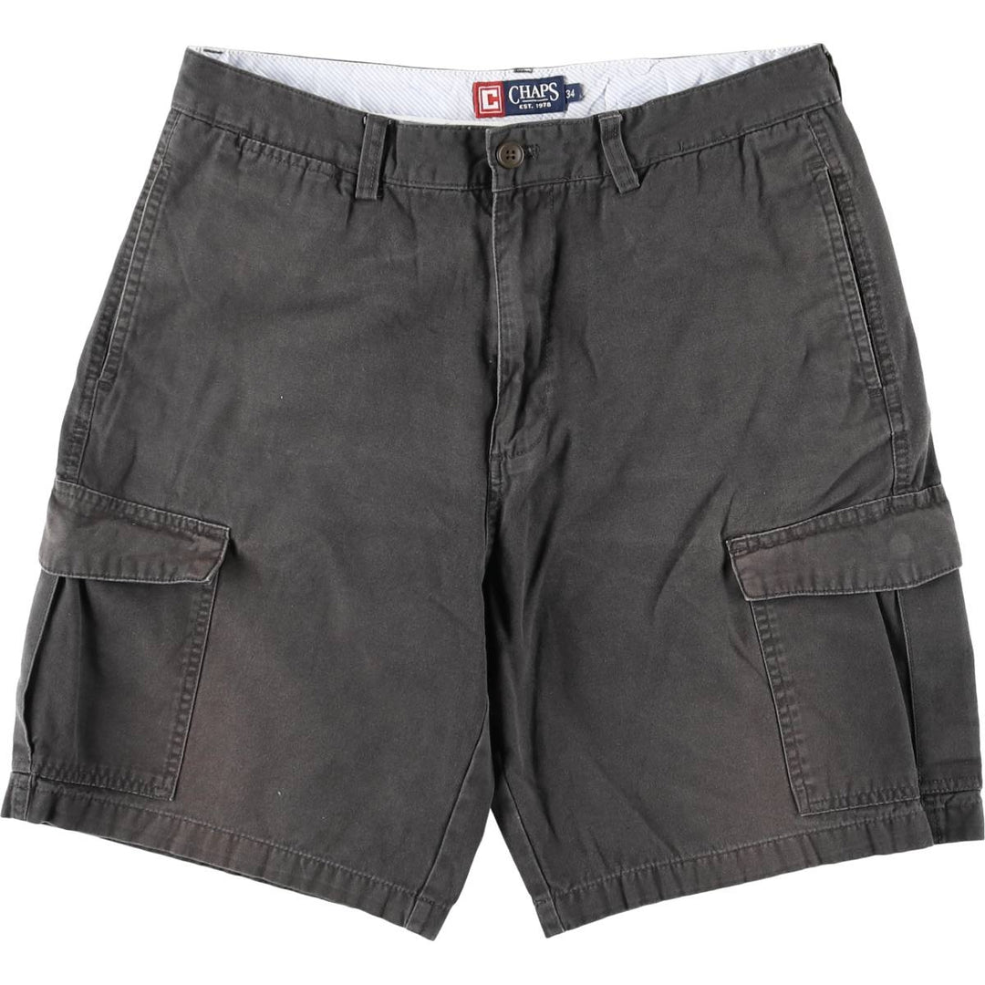 CHAPS Cargo Shorts, Half Pants with Cargo Pockets, Men's Size W34 (approx.) cotton Charcoal Vintage Second Hand