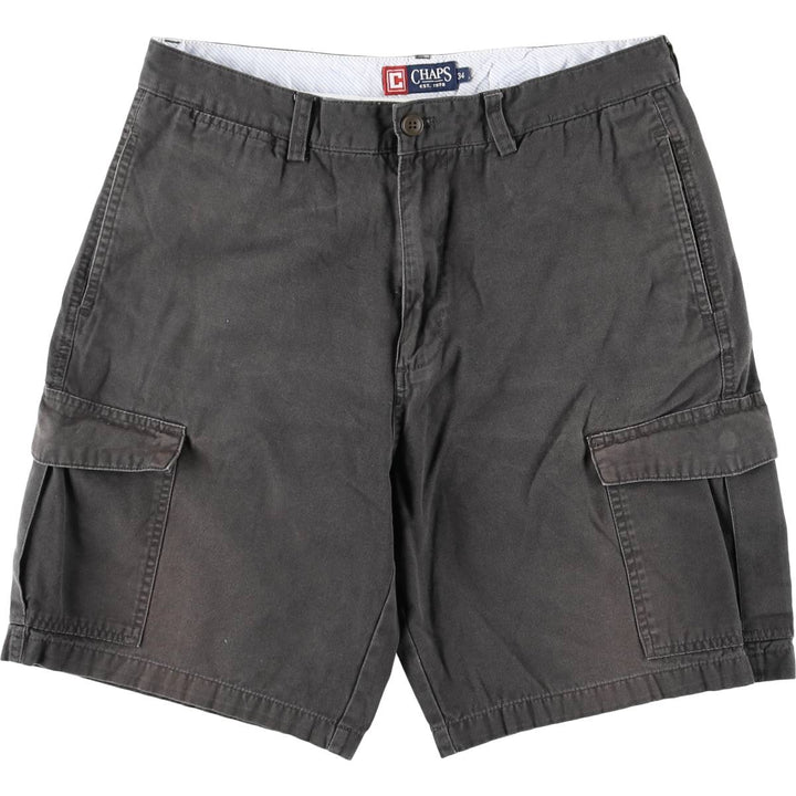 CHAPS Cargo Shorts, Half Pants with Cargo Pockets, Men's Size W34 (approx.) cotton Charcoal Vintage Second Hand