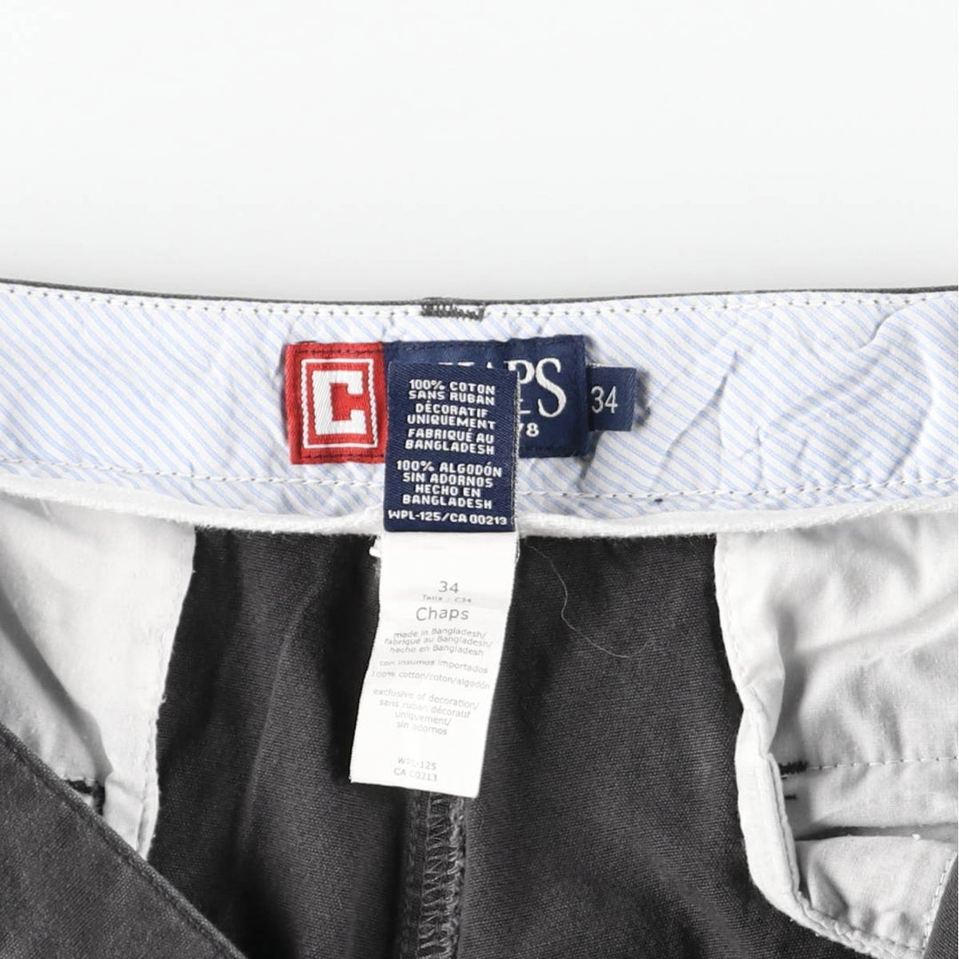 CHAPS Cargo Shorts, Half Pants with Cargo Pockets, Men's Size W34 (approx.) cotton Charcoal Vintage Second Hand