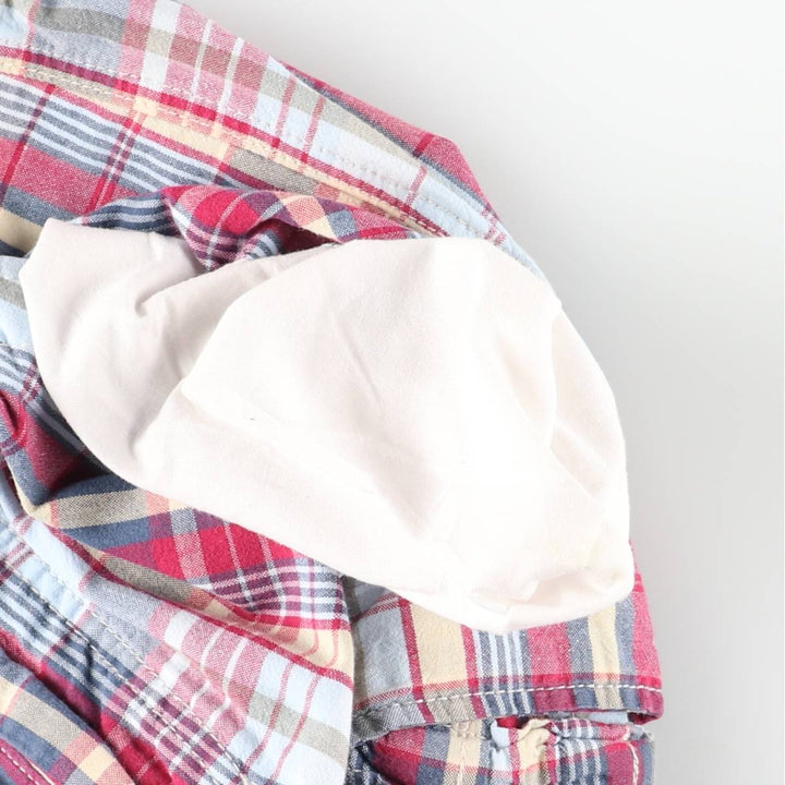 Ralph Lauren POLO JEANS COMPANY Madras Check Cargo Shorts, Half Pants, Cargo Pockets, Men's W32 (approx.) cotton red type Vintage Second Hand