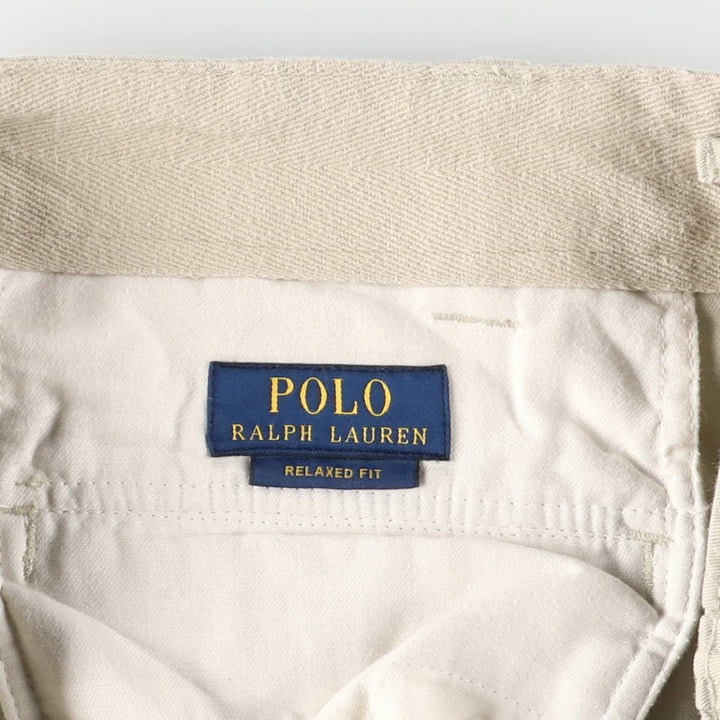 Ralph Lauren POLO RALPH LAUREN Relaxed Fit Chino Shorts, Cargo Pockets, Men's Size W31 (approx.) cotton Khaki type beige Vintage Second Hand