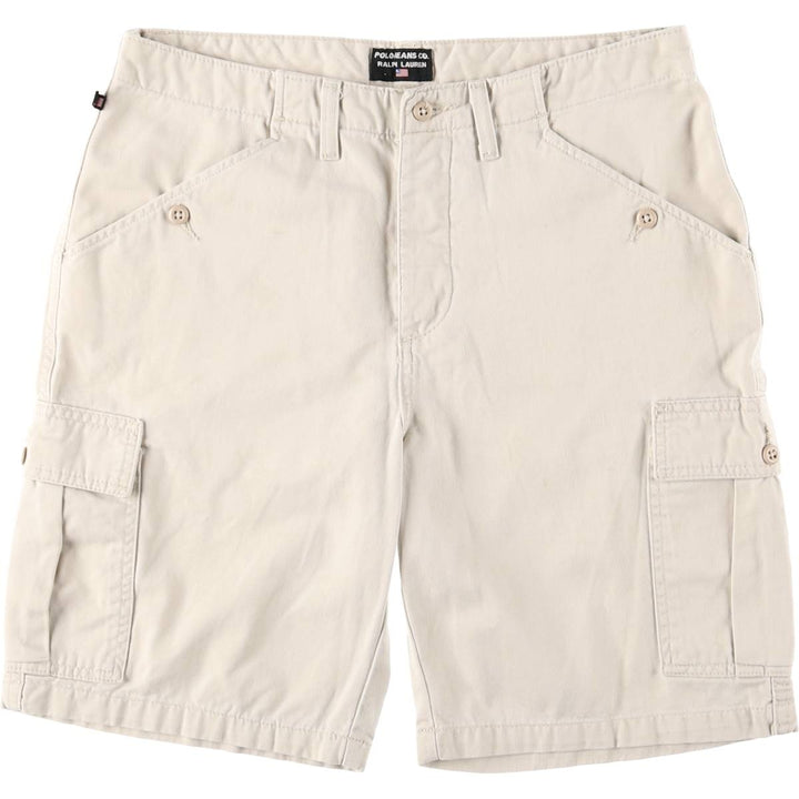 Ralph Lauren POLO JEANS COMPANY cargo shorts, men's size W31 (approx.). cotton Khaki type beige Vintage Second Hand