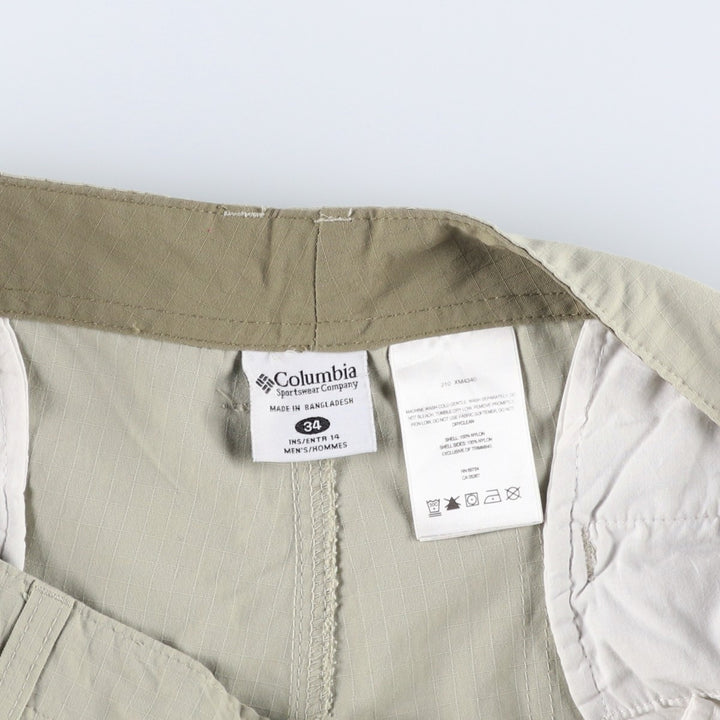 Columbia ripstop nylon shorts, cargo pants, men's size W35 (approx.) Nylon Beige type Vintage Second Hand