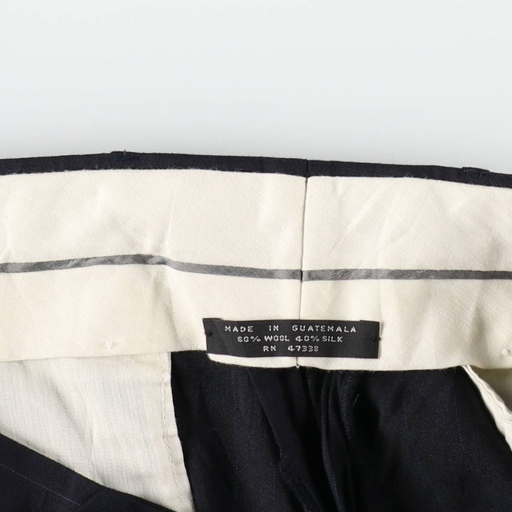 Striped Pattern Two-Pleat Wool Trousers, Men's Size W33 (approx.), Vintage wool black type Vintage Second Hand
