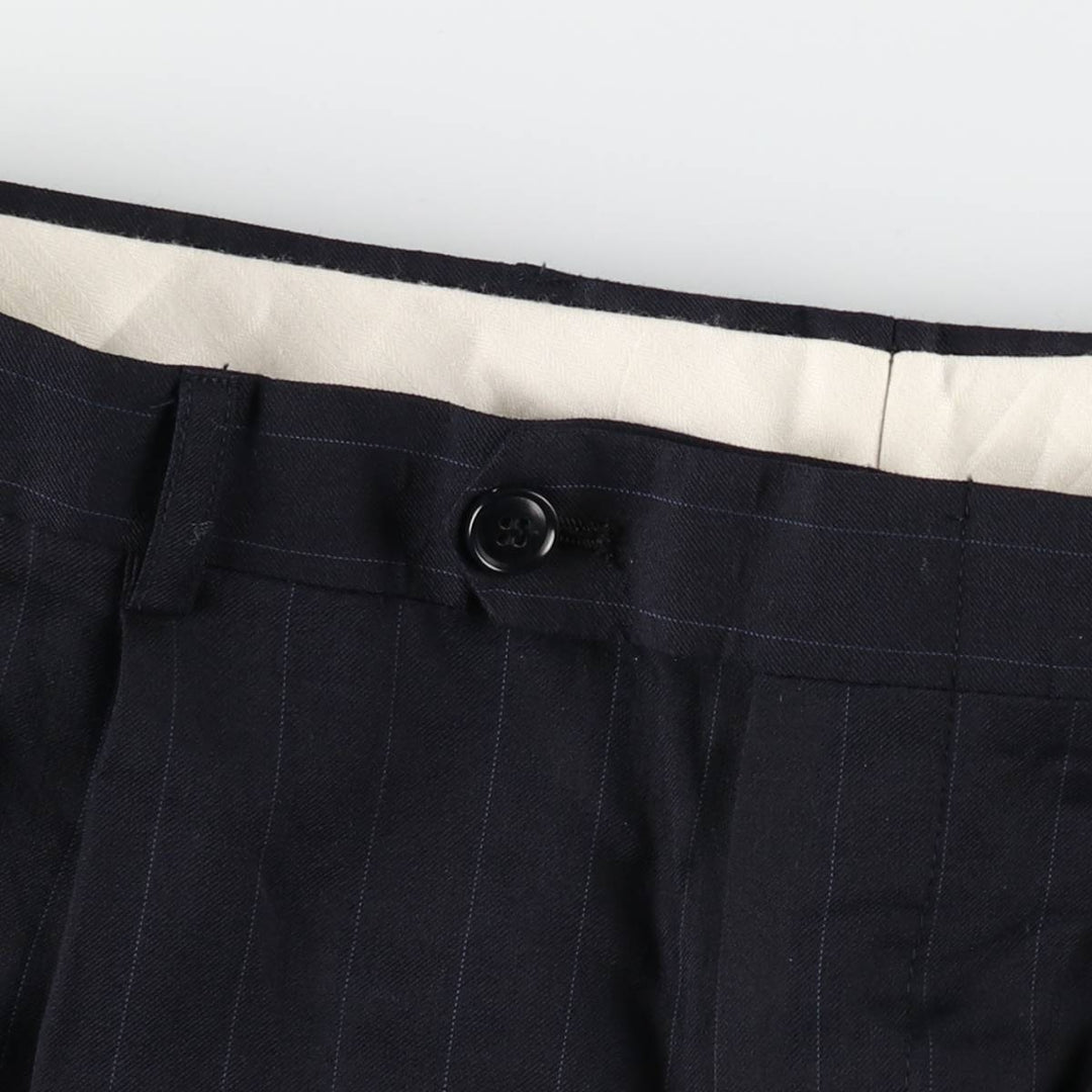 Striped Pattern Two-Pleat Wool Trousers, Men's Size W33 (approx.), Vintage wool black type Vintage Second Hand