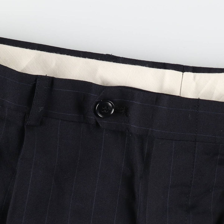 Striped Pattern Two-Pleat Wool Trousers, Men's Size W33 (approx.), Vintage wool black type Vintage Second Hand
