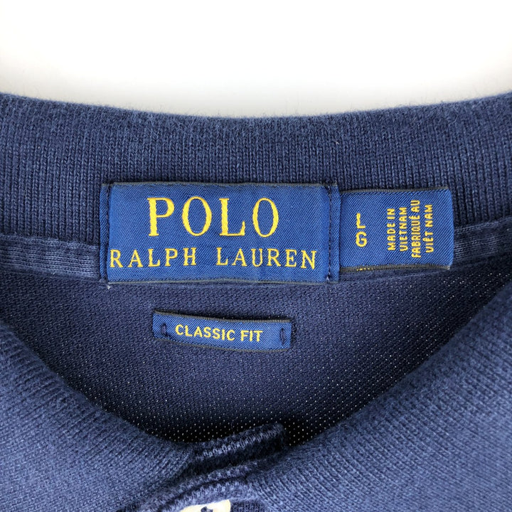 Ralph Lauren POLO RALPH LAUREN CLASSIC FIT short sleeve polo shirt for men size L cotton navy blue type Vintage Second Hand