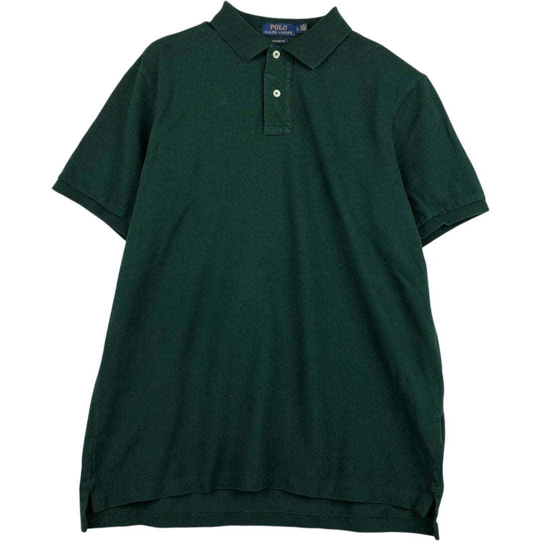 Ralph Lauren POLO RALPH LAUREN CLASSIC FIT short sleeve polo shirt for men size L cotton Green type dark green Vintage Second Hand