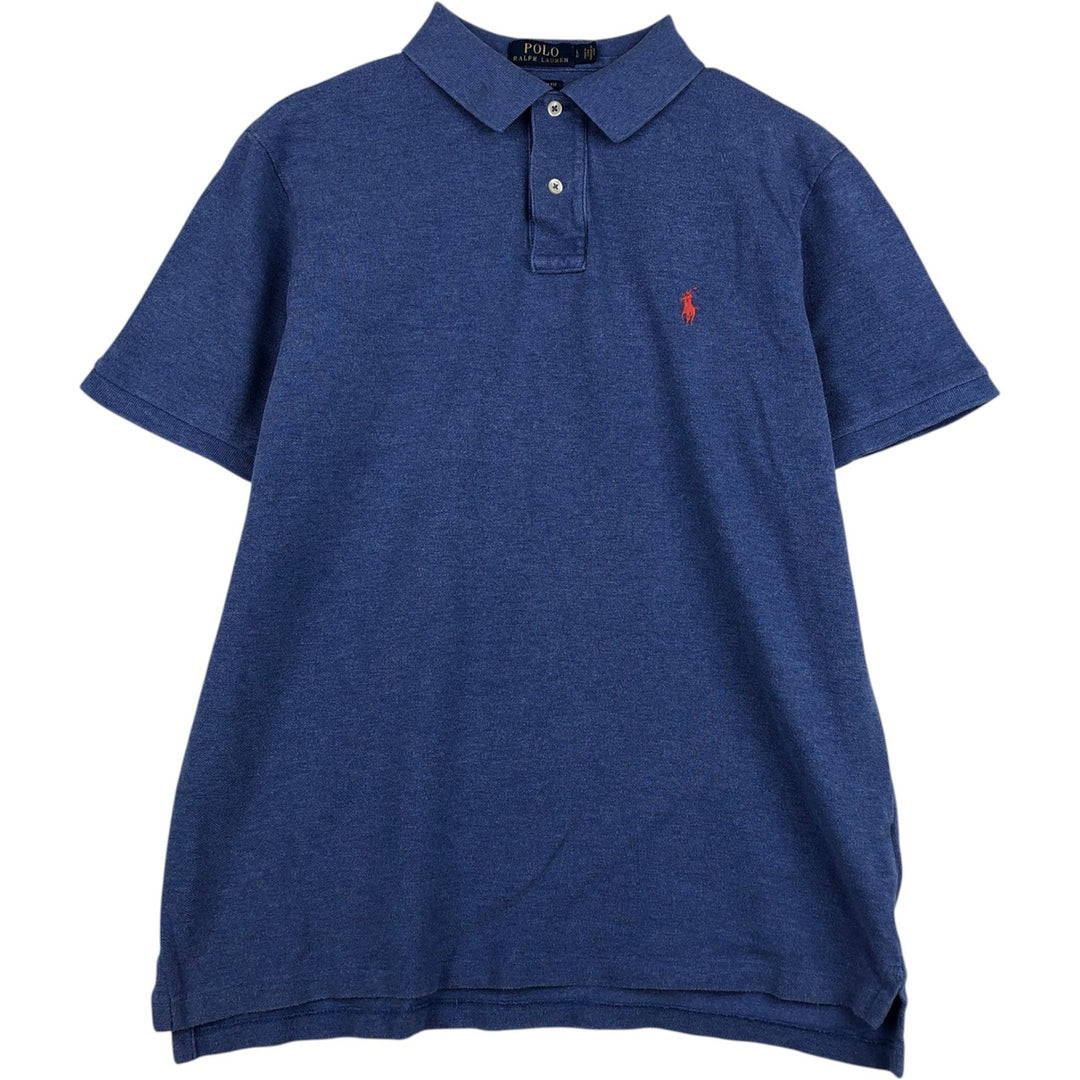 Ralph Lauren POLO RALPH LAUREN CUSTOM SLIM FIT short sleeve polo shirt, men's size L cotton blue type Vintage Second Hand