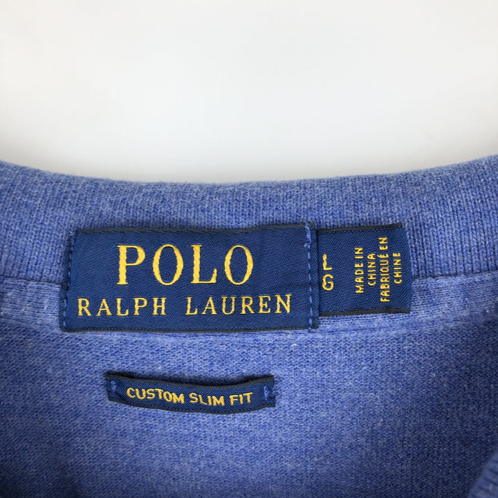 Ralph Lauren POLO RALPH LAUREN CUSTOM SLIM FIT short sleeve polo shirt, men's size L cotton blue type Vintage Second Hand