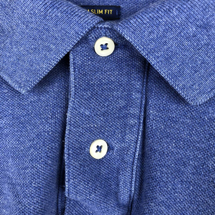 Ralph Lauren POLO RALPH LAUREN CUSTOM SLIM FIT short sleeve polo shirt, men's size L cotton blue type Vintage Second Hand