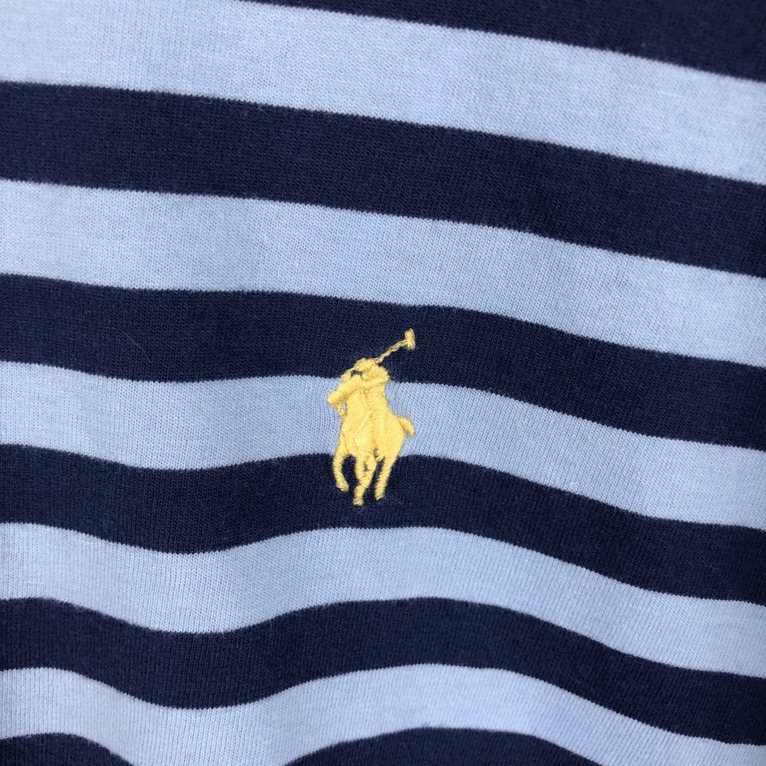 Ralph Lauren POLO RALPH LAUREN CLASSIC FIT short sleeve striped polo shirt men's XL equivalent cotton Blue type light blue Vintage Second Hand