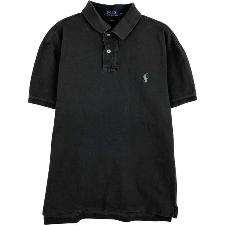 Ralph Lauren POLO RALPH LAUREN SLIM FIT short sleeve polo shirt, men's size M cotton Charcoal Vintage Second Hand