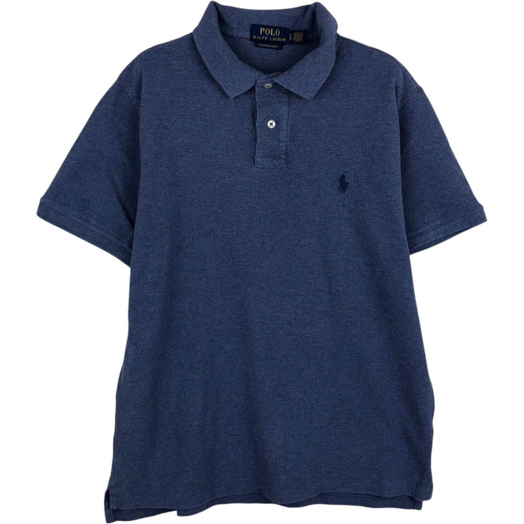 Ralph Lauren POLO RALPH LAUREN CUSTOM SLIM FIT short sleeve polo shirt, men's size L cotton Blue type light blue Vintage Second Hand