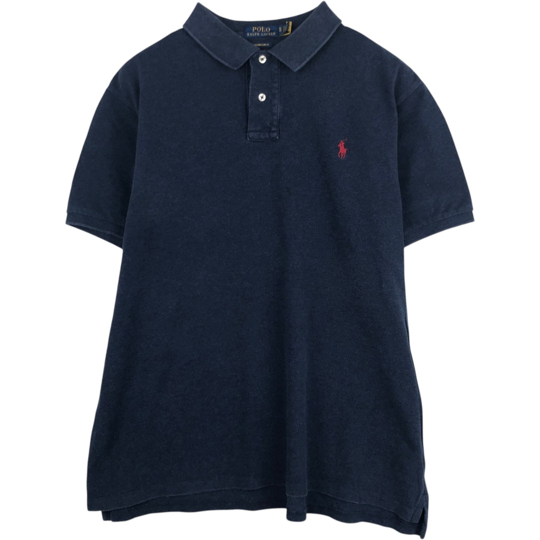 Ralph Lauren POLO RALPH LAUREN CUSTOM SLIM FIT short sleeve polo shirt men's XL equivalent cotton navy blue type Vintage Second Hand