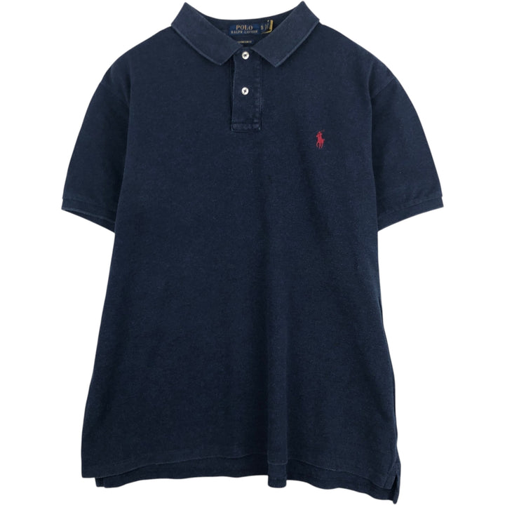 Ralph Lauren POLO RALPH LAUREN CUSTOM SLIM FIT short sleeve polo shirt men's XL equivalent cotton navy blue type Vintage Second Hand