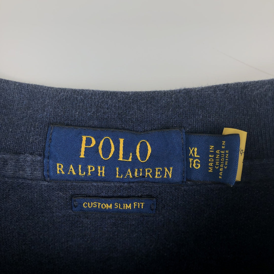 Ralph Lauren POLO RALPH LAUREN CUSTOM SLIM FIT short sleeve polo shirt men's XL equivalent cotton navy blue type Vintage Second Hand