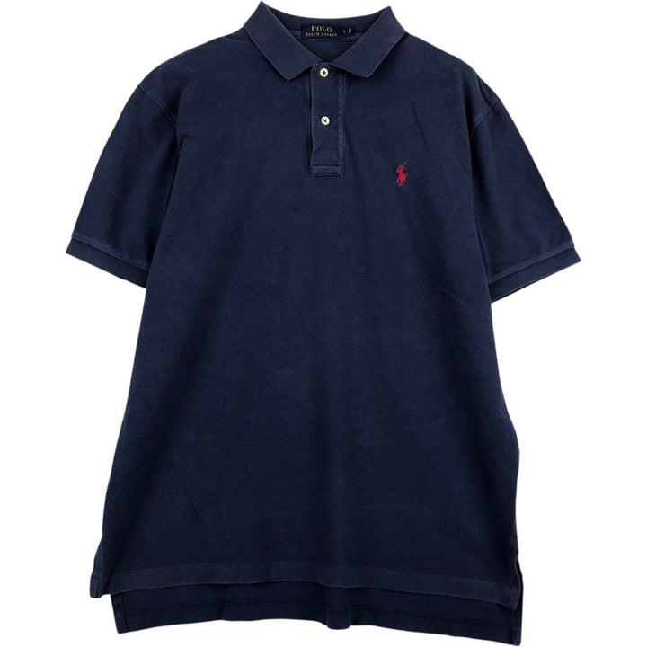 Ralph Lauren POLO RALPH LAUREN short sleeve polo shirt men's size L cotton navy blue type Vintage Second Hand