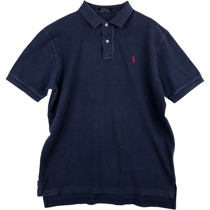 Ralph Lauren POLO RALPH LAUREN short sleeve polo shirt men's size L cotton navy blue type Vintage Second Hand