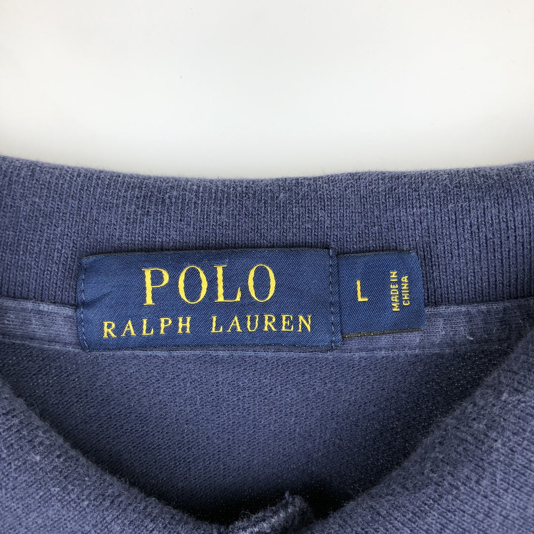 Ralph Lauren POLO RALPH LAUREN short sleeve polo shirt men's size L cotton navy blue type Vintage Second Hand