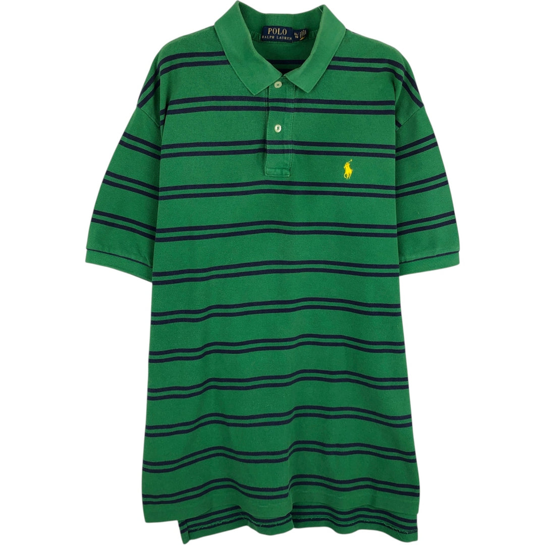 Ralph Lauren POLO RALPH LAUREN Short Sleeve Striped Polo Shirt Men's XL cotton green type Vintage Second Hand
