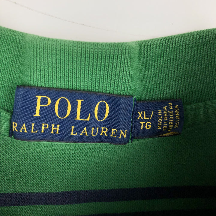 Ralph Lauren POLO RALPH LAUREN Short Sleeve Striped Polo Shirt Men's XL cotton green type Vintage Second Hand