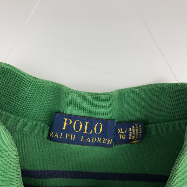 Ralph Lauren POLO RALPH LAUREN Short Sleeve Striped Polo Shirt Men's XL cotton green type Vintage Second Hand