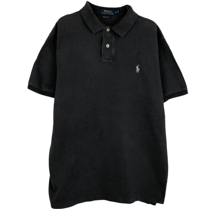Ralph Lauren POLO RALPH LAUREN CUSTOM SLIM FIT short sleeve polo shirt, men's size L cotton Charcoal Vintage Second Hand