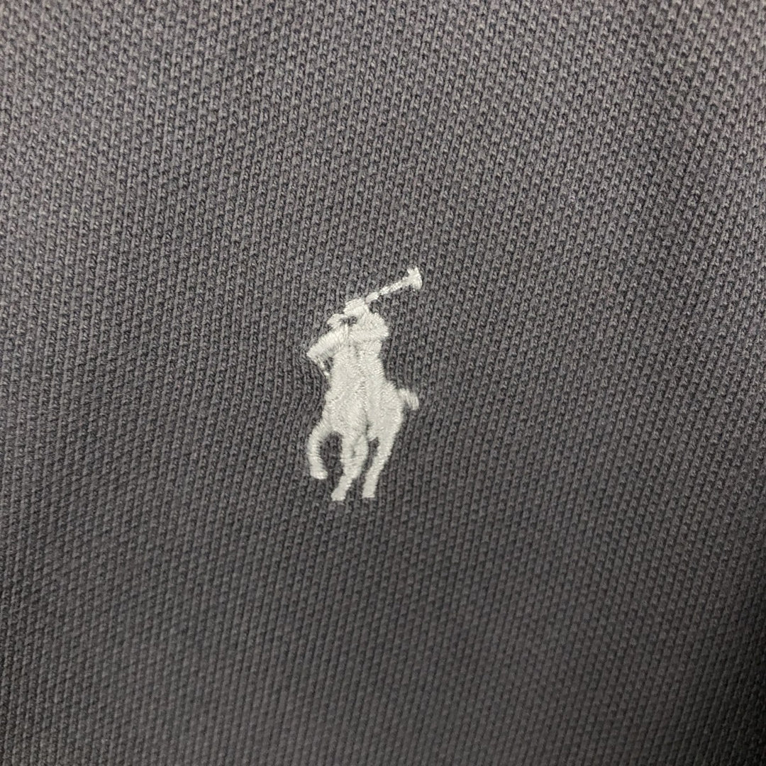 Ralph Lauren POLO RALPH LAUREN CUSTOM SLIM FIT short sleeve polo shirt, men's size L cotton Charcoal Vintage Second Hand