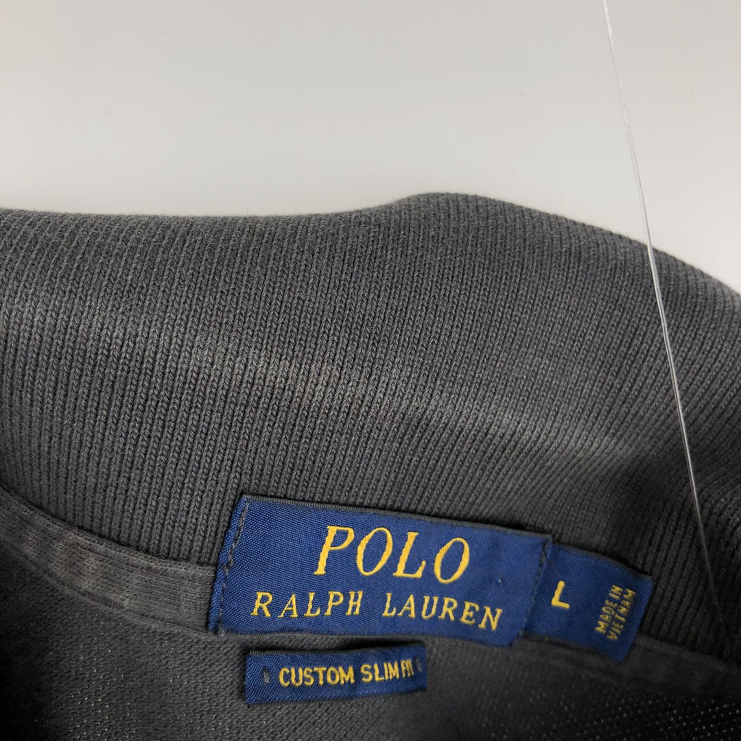 Ralph Lauren POLO RALPH LAUREN CUSTOM SLIM FIT short sleeve polo shirt, men's size L cotton Charcoal Vintage Second Hand