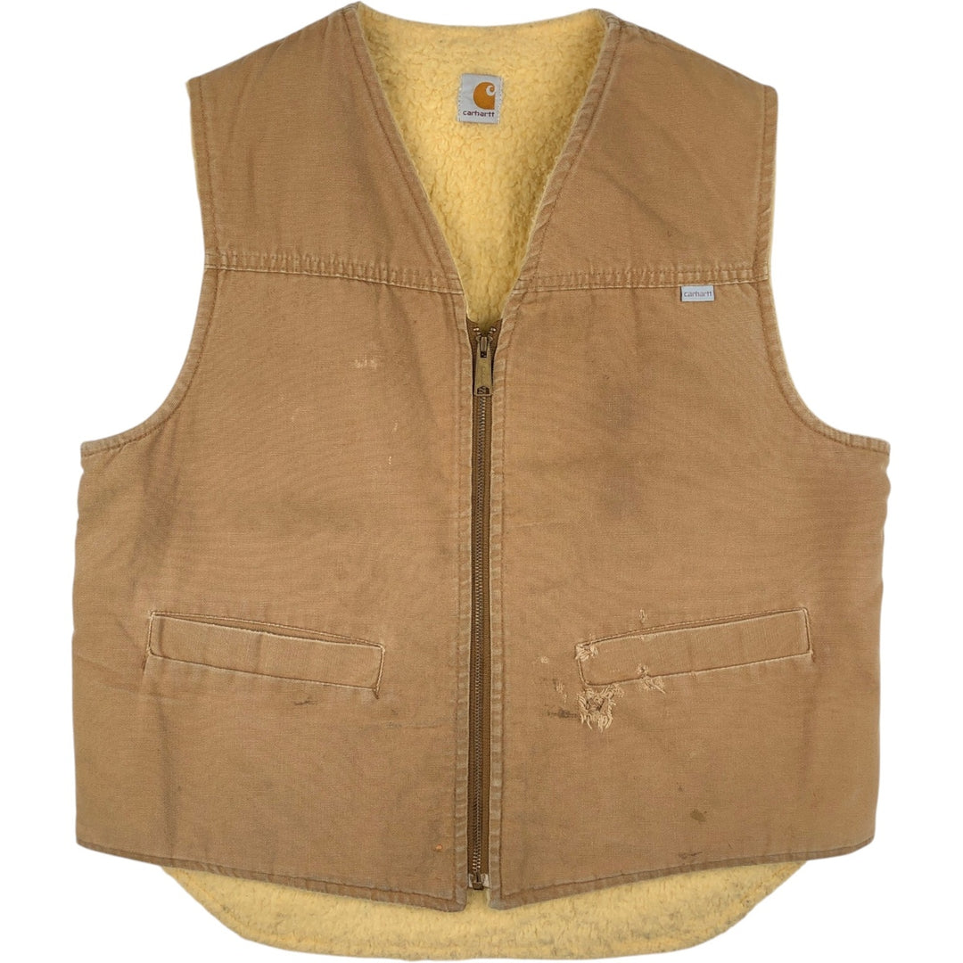 1990'S Carhartt Duck Vest, Made in USA, Men's Size L (approx.), Vintage cotton brown type Vintage Second Hand