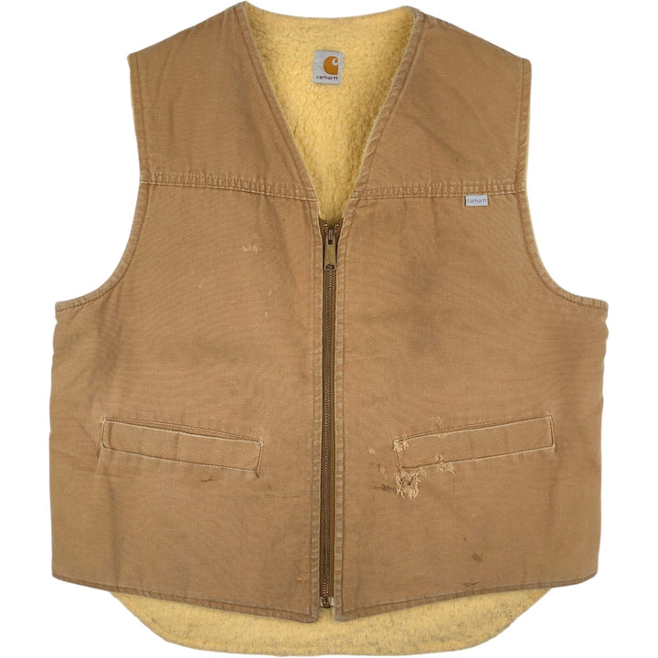 1990'S Carhartt Duck Vest, Made in USA, Men's Size L (approx.), Vintage cotton brown type Vintage Second Hand