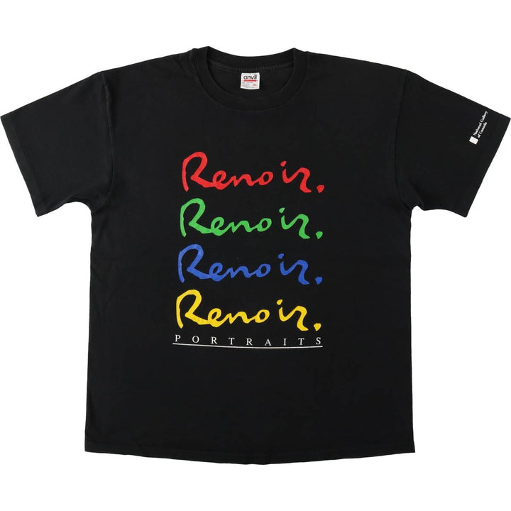 90'S Anvil Printed T-shirt Made in USA Men's XL Vintage cotton black type Vintage Second Hand