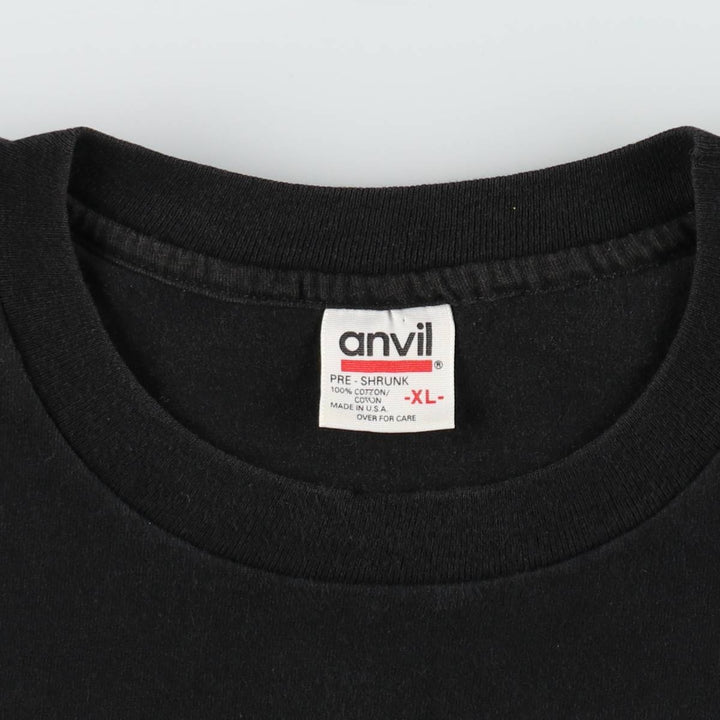 90'S Anvil Printed T-shirt Made in USA Men's XL Vintage cotton black type Vintage Second Hand