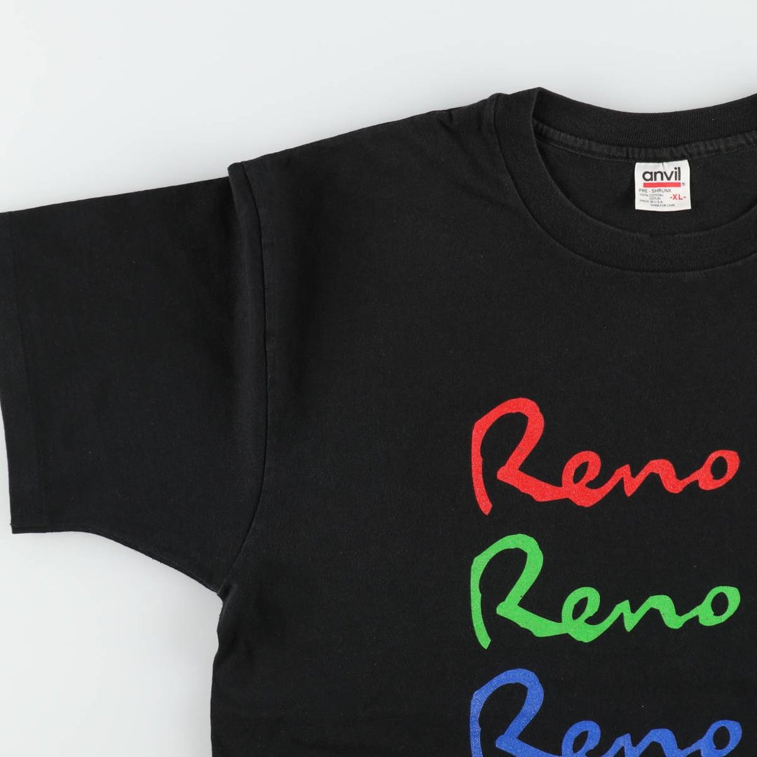 90'S Anvil Printed T-shirt Made in USA Men's XL Vintage cotton black type Vintage Second Hand