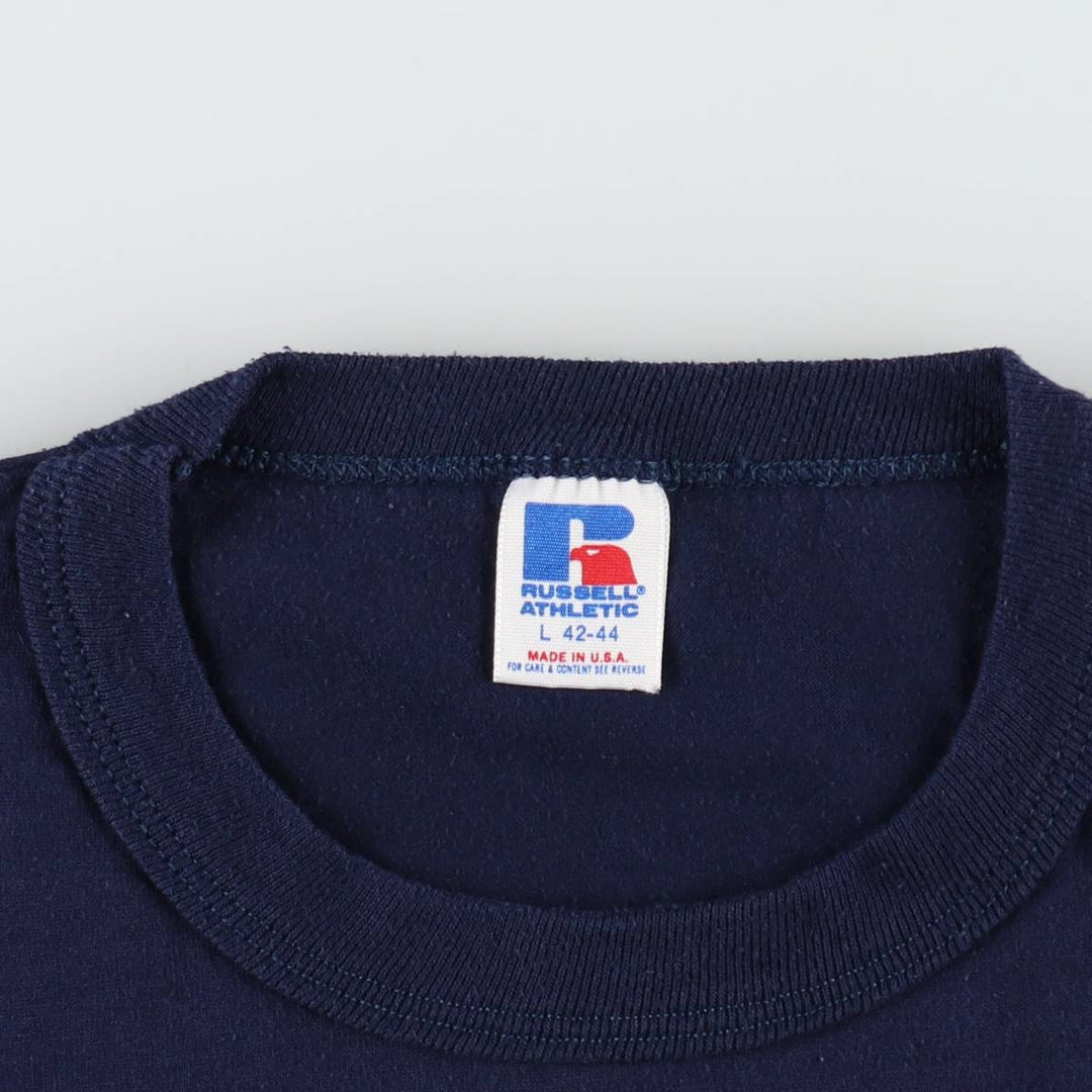 Vintage 90'S Russell print T-shirt, Made in USA, Men's Size L cotton navy blue type Vintage Second Hand