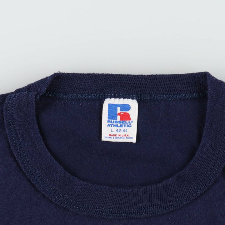 Vintage 90'S Russell print T-shirt, Made in USA, Men's Size L cotton navy blue type Vintage Second Hand