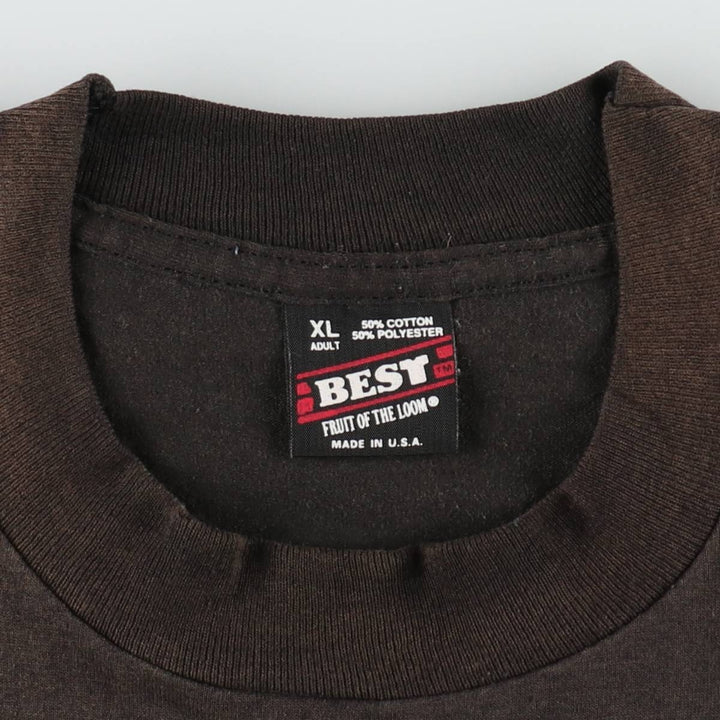 90'S Fruit of the Loom Best Printed T-shirt, Made in USA, Men's XL, Vintage cotton black type Vintage Second Hand