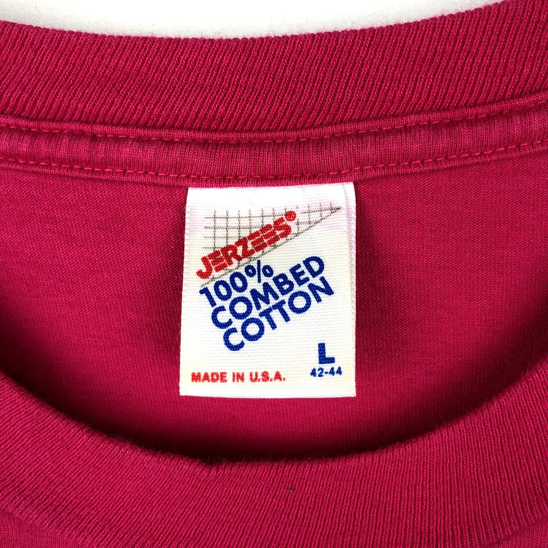 Vintage 80'S Jerseys Printed T-shirt, Made in USA, Men's L cotton pink type Vintage Second Hand