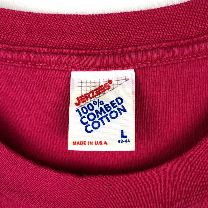Vintage 80'S Jerseys Printed T-shirt, Made in USA, Men's L cotton pink type Vintage Second Hand