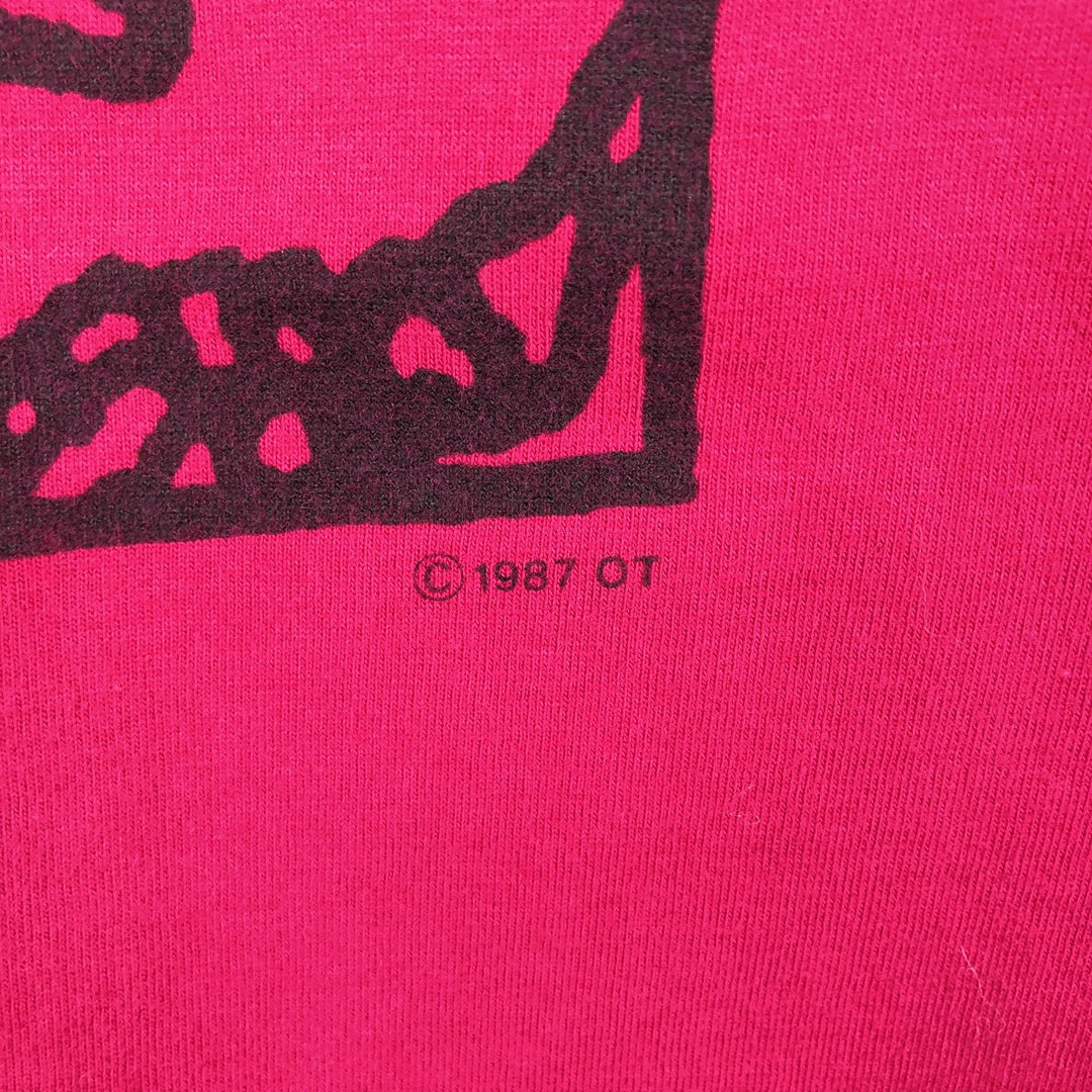 Vintage 80'S Jerseys Printed T-shirt, Made in USA, Men's L cotton pink type Vintage Second Hand