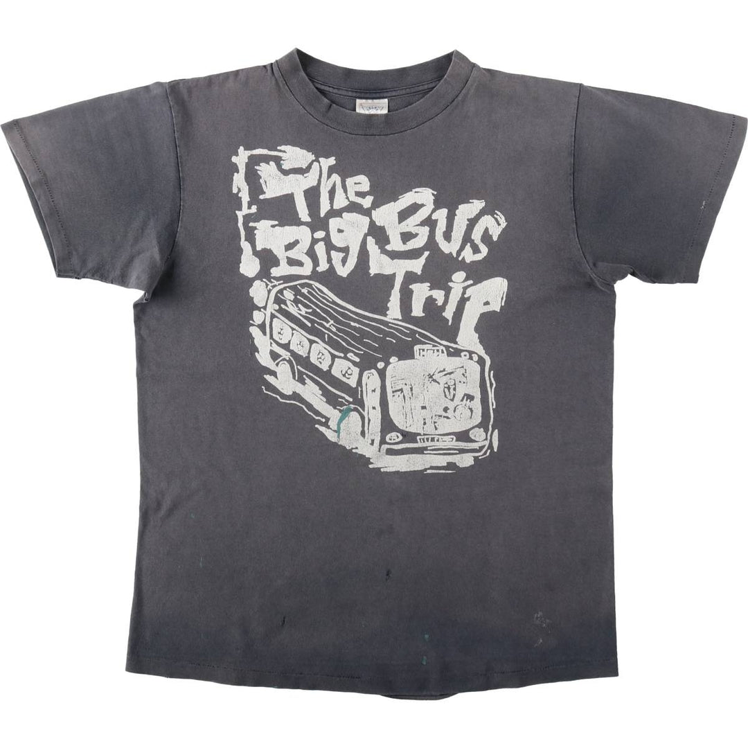 Delta Print T-Shirt, Made in USA, Men's Size L (approx.) cotton Charcoal Vintage Second Hand