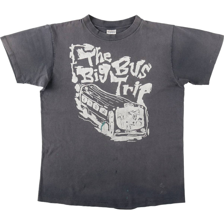 Delta Print T-Shirt, Made in USA, Men's Size L (approx.) cotton Charcoal Vintage Second Hand