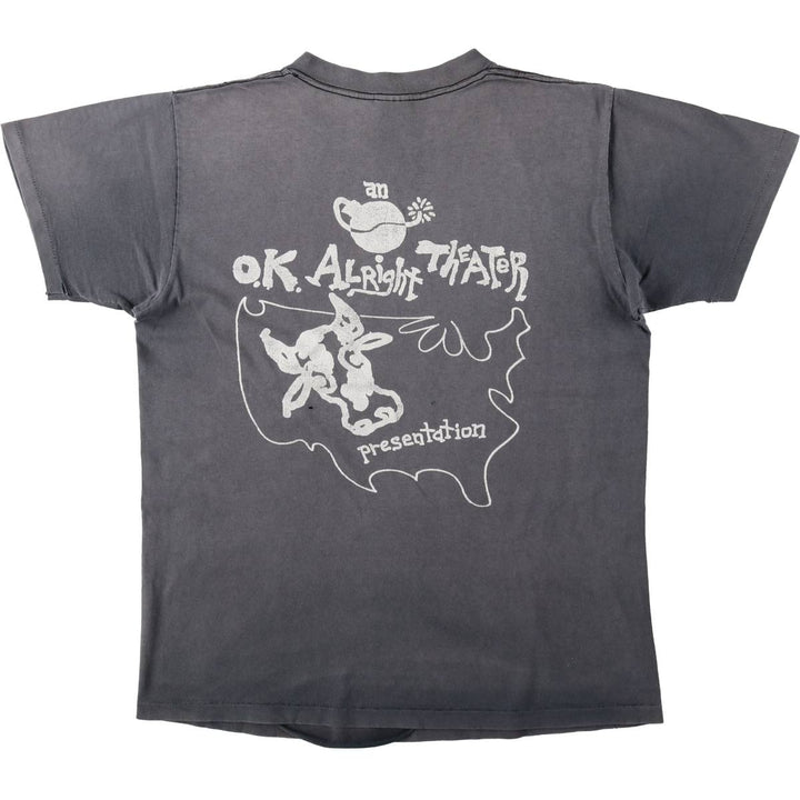 Delta Print T-Shirt, Made in USA, Men's Size L (approx.) cotton Charcoal Vintage Second Hand