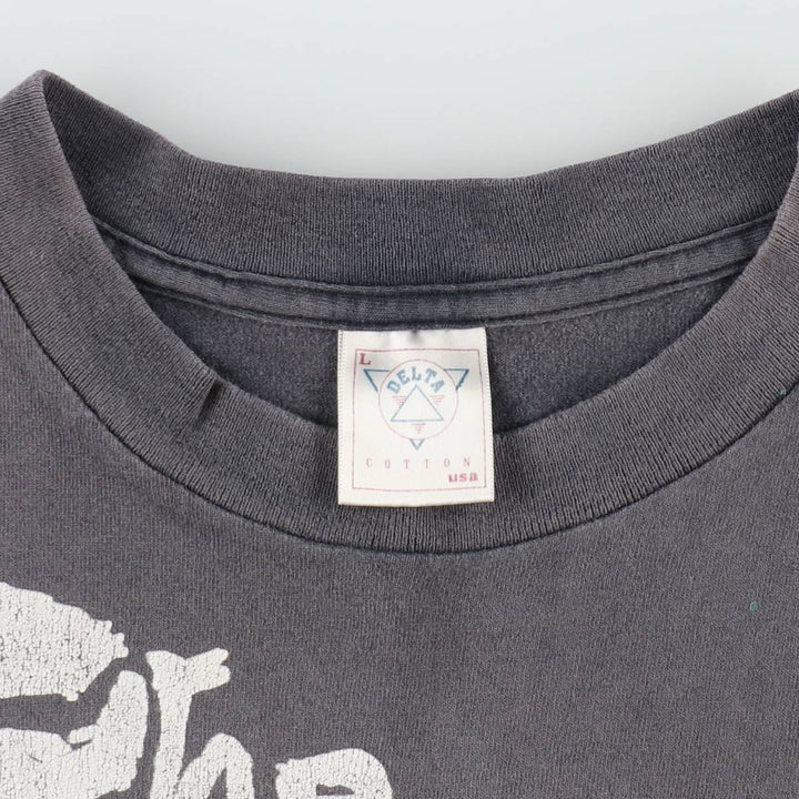 Delta Print T-Shirt, Made in USA, Men's Size L (approx.) cotton Charcoal Vintage Second Hand