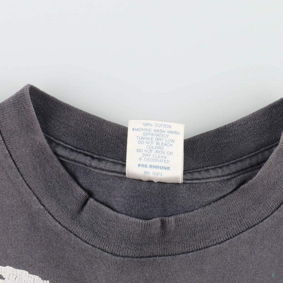 Delta Print T-Shirt, Made in USA, Men's Size L (approx.) cotton Charcoal Vintage Second Hand